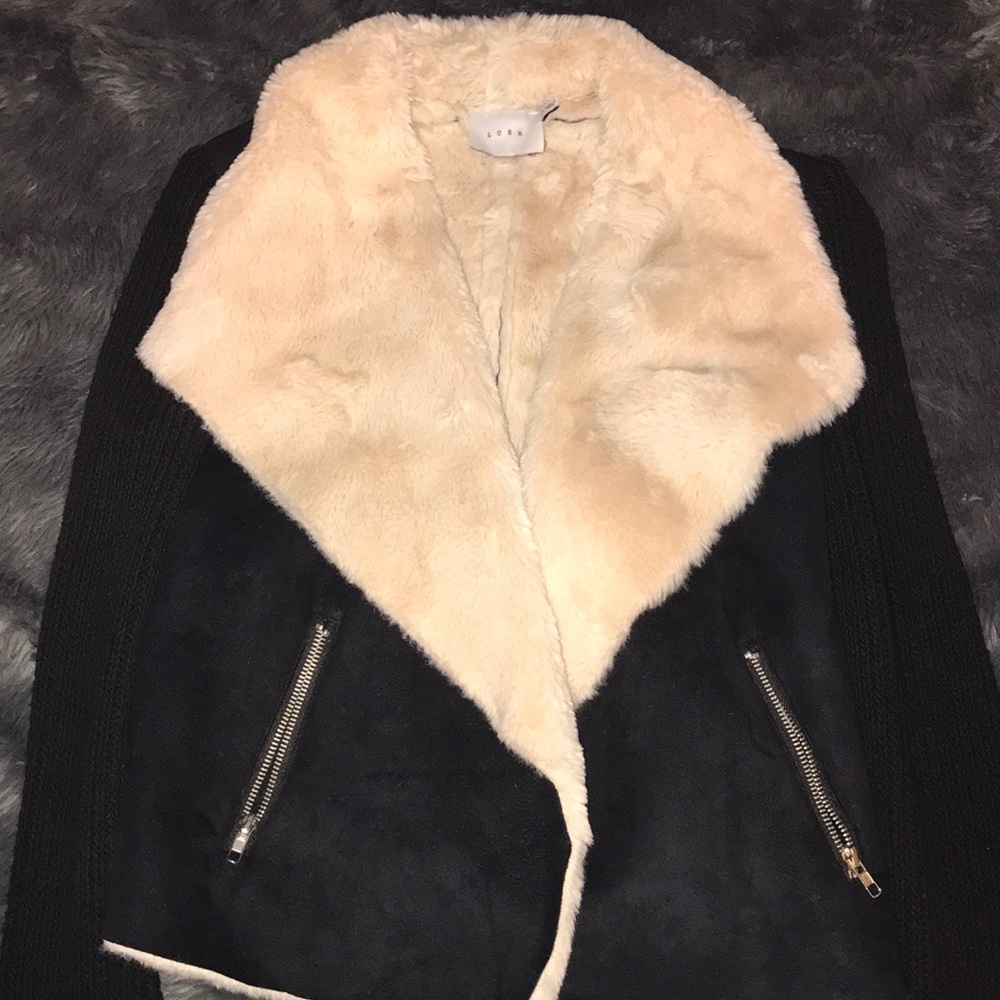 Lush faux fur suede cardigan